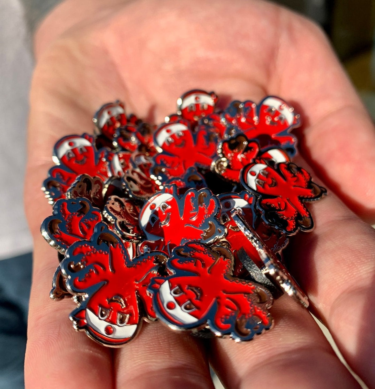 Red Octo Pin B2